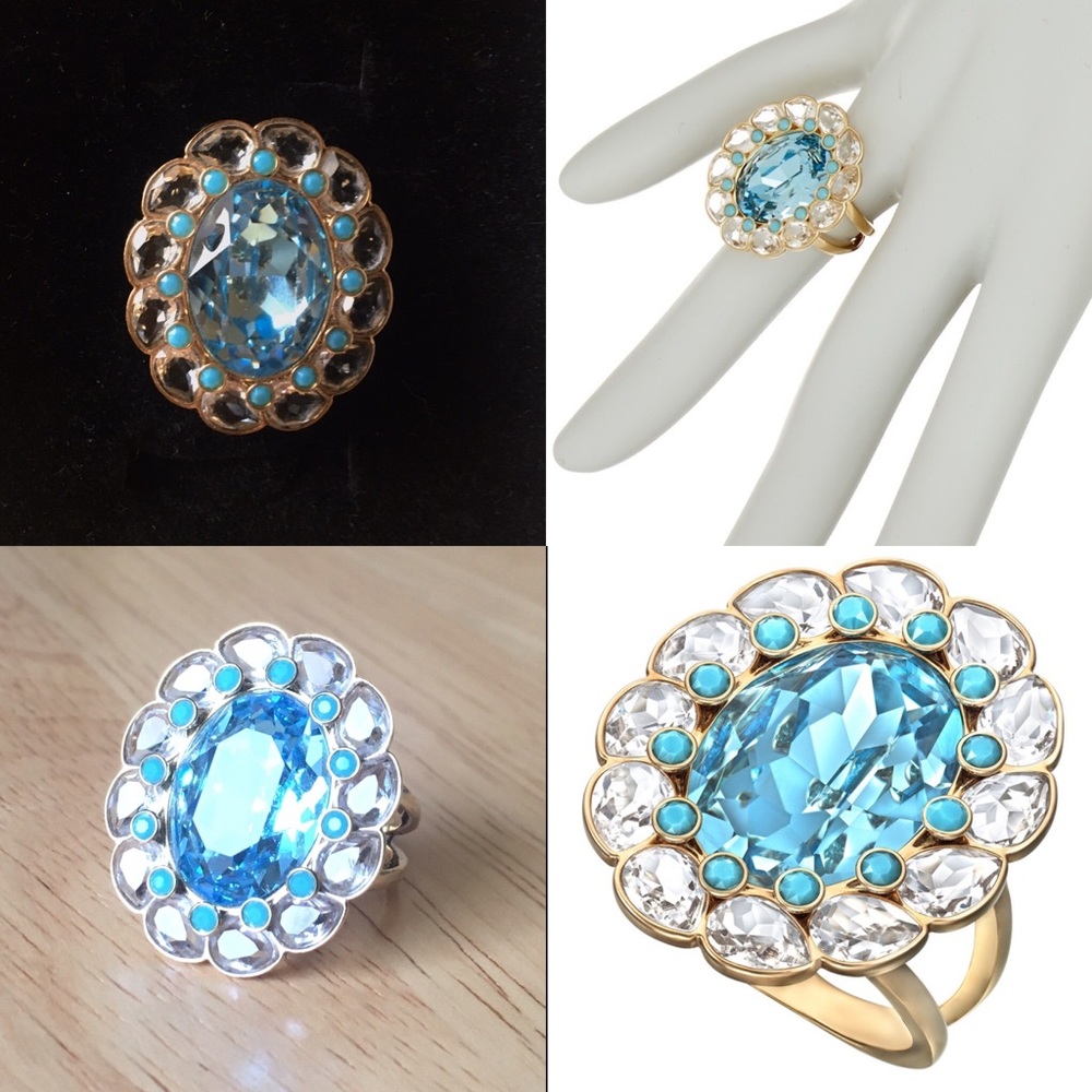 Swarovski Azore Blue White Crystal Ring